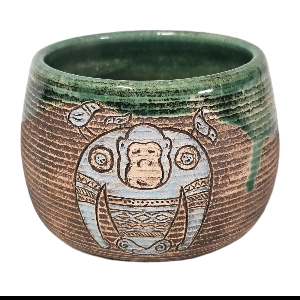 Rustic Studio Art Pottery Ribbed  Earth Tones Textured Collectible Giftable Mug